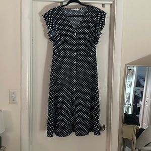 Navy Blue and White Polka Dot Dress
